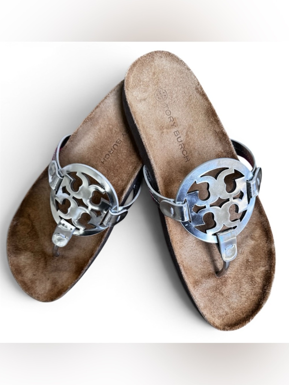 Tory Burch Miller Cloud Metallic Silver Calf Leather Women’s Size 10